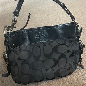Coach Black and Gray Signature Shoulder Bag